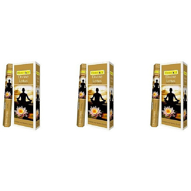 Pack of 3 - Heritage Agarbatti Divine Lotus Incense Sticks  - 120 Sticks
