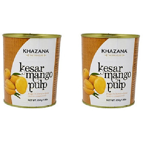 Pack of 2 - Khazana Kesar Mango Pulp Can - 850 Gm (1.87 Lb)