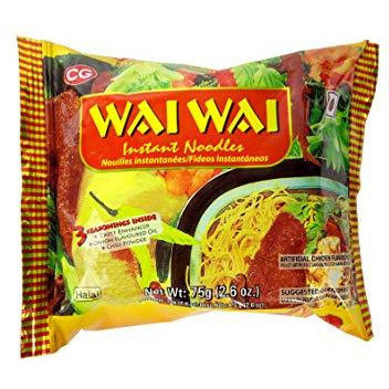 Pack of 3 - Wai Wai Instant Noodle Veg Masala Flavored - 65 Gm (2 Oz)