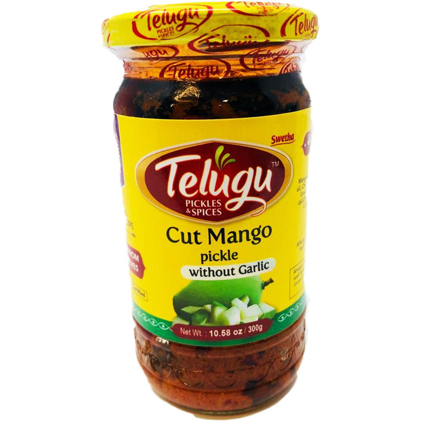 Pack of 3 - Telugu Cut Mango Without Garlic Pickle - 300 Gm (10.58 Oz)