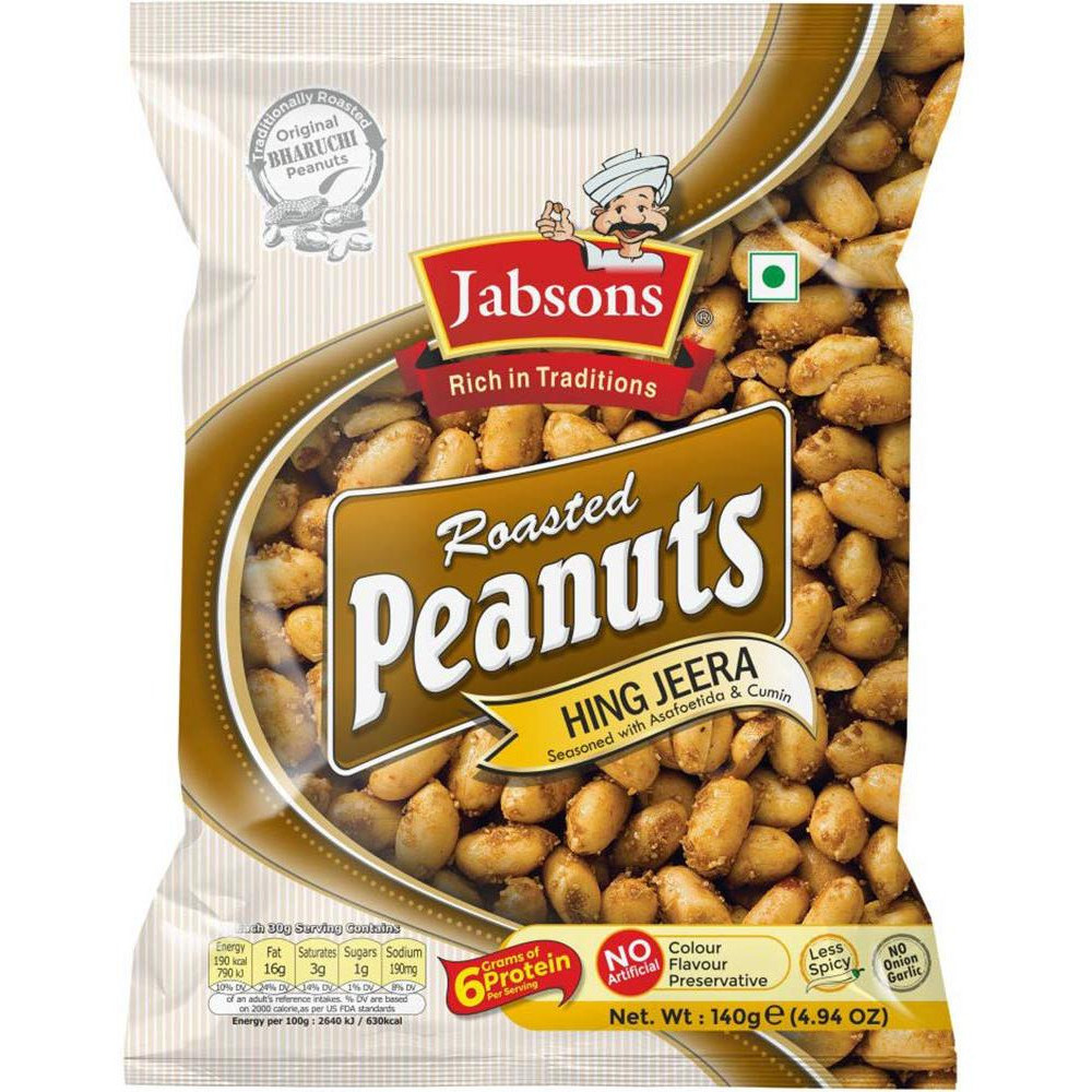 Pack of 2 - Jabsons Roasted Peanuts Hing Jeera - 140 Gm (4.94 Oz)