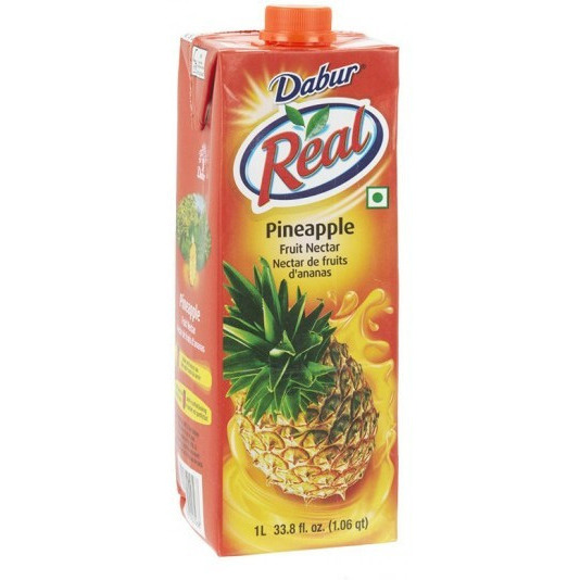 Pack of 5 - Dabur Real Pineapple Fruit Nectar Juice - 1 L (33.8 Fl Oz)