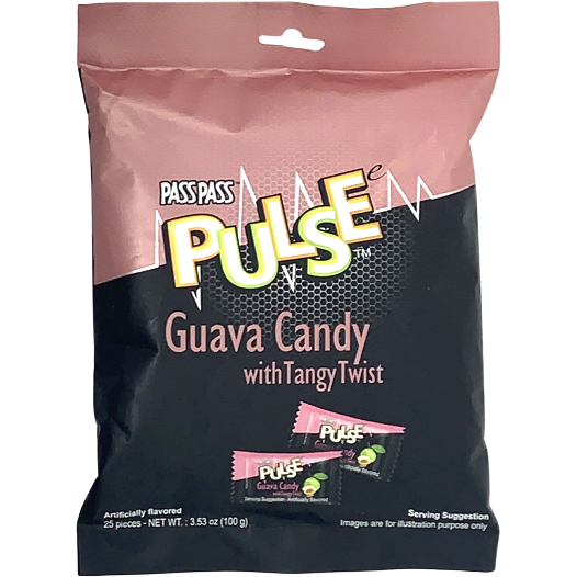 Pack of 4 - Pass Pass Pulse Raw Guava Candy 25 Pc - 100 Gm (3.5 Oz)