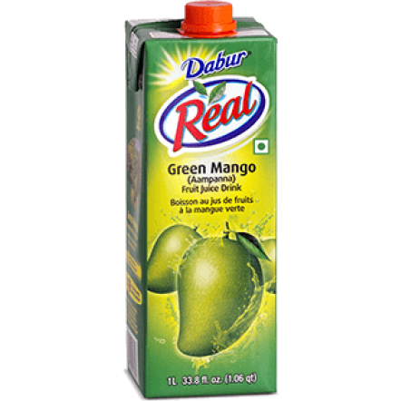 Pack of 3 - Dabur Real Green Mango Aampanna Fruit Juice Drink - 1 L (33.8 Fl Oz)