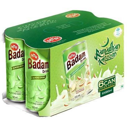 Pack of 3 - Mtr 6 Pack Cans Badam Drink Cardamom - 180 Ml (6.08 Oz) [Fs]