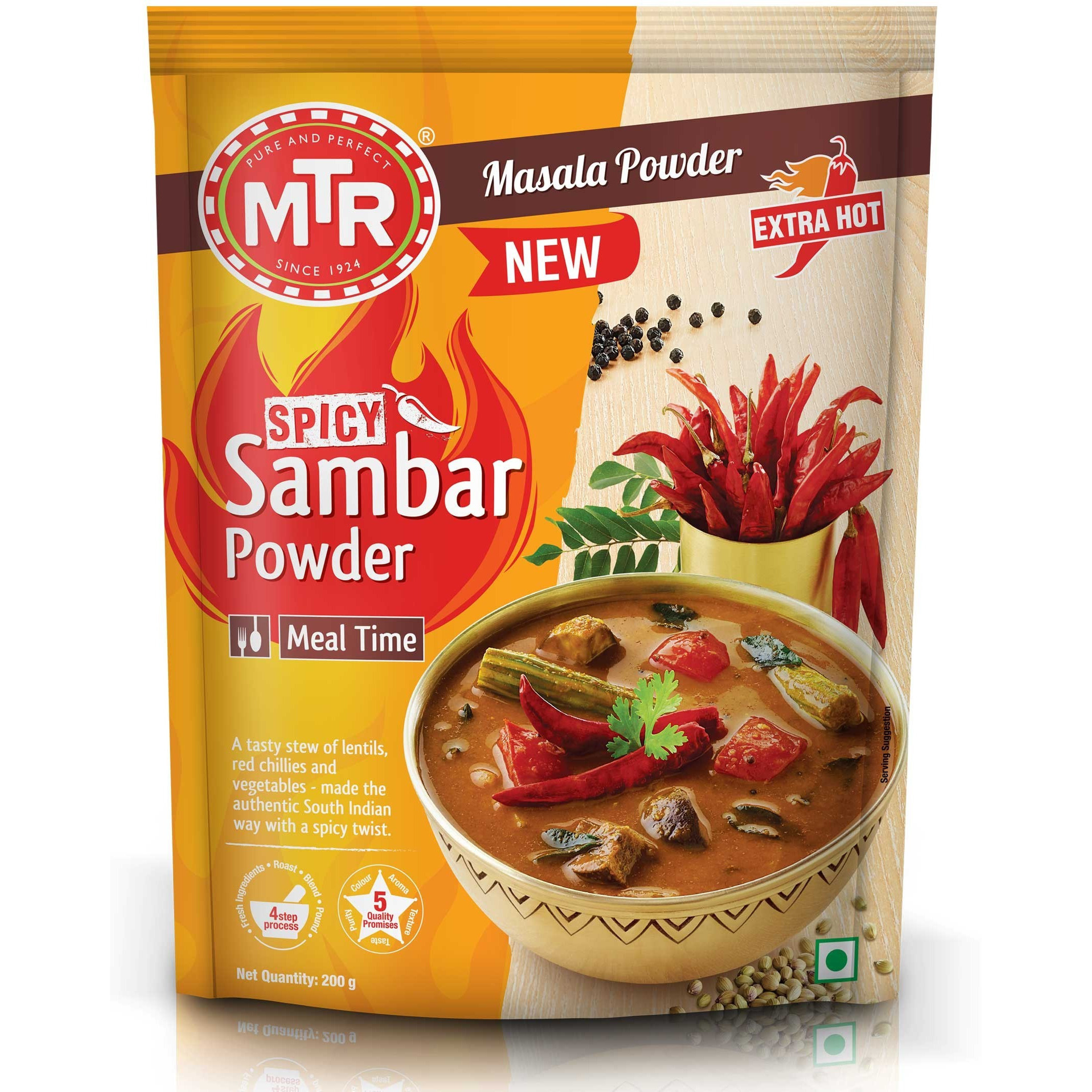 Pack of 2 - Mtr Spicy Sambar Powder Extra Hot - 100 Gm (3.5 Oz)