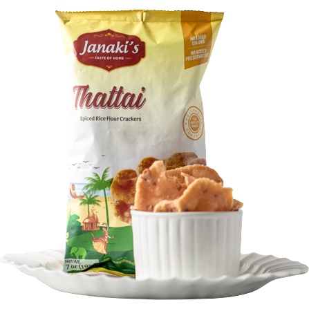 Pack of 2 - Janakis Thattai Spiced Rice Flour Crackers - 7 Oz (198 Gm)