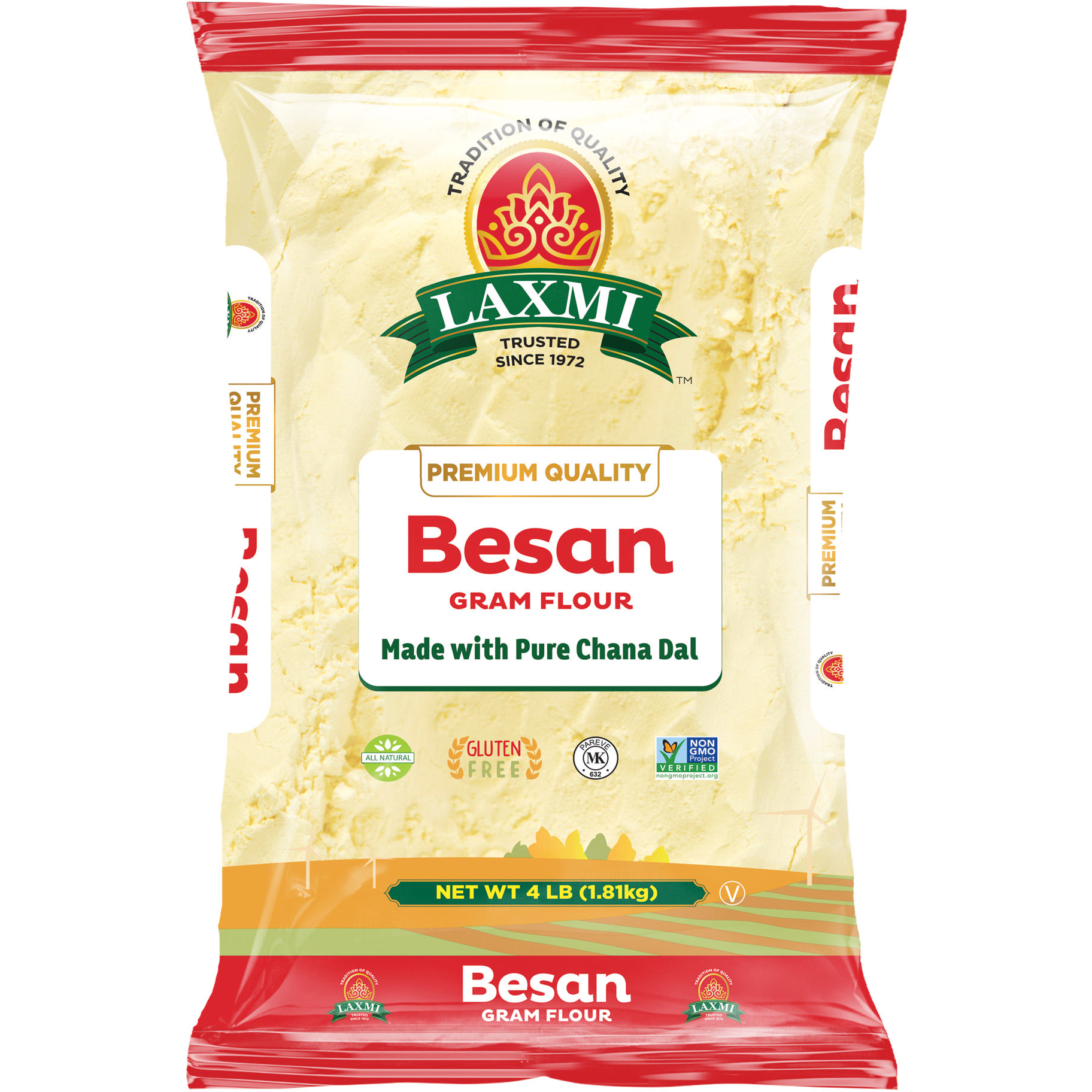 Pack of 2 - Laxmi Freshly Milled Besan - 4 Lb (1.81 Kg) [Fs]
