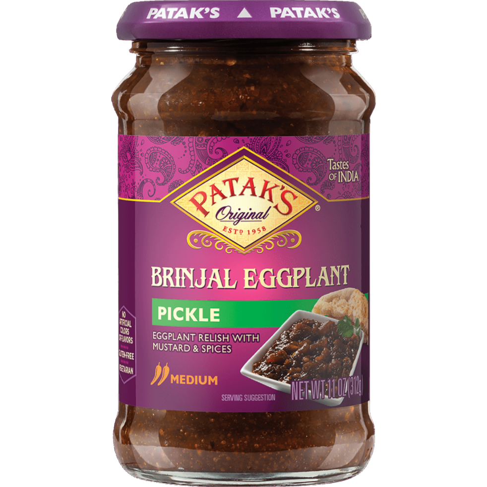 Pack of 3 - Patak's Brinjal Eggplant Pickle Medium - 11 Oz (312 Gm)