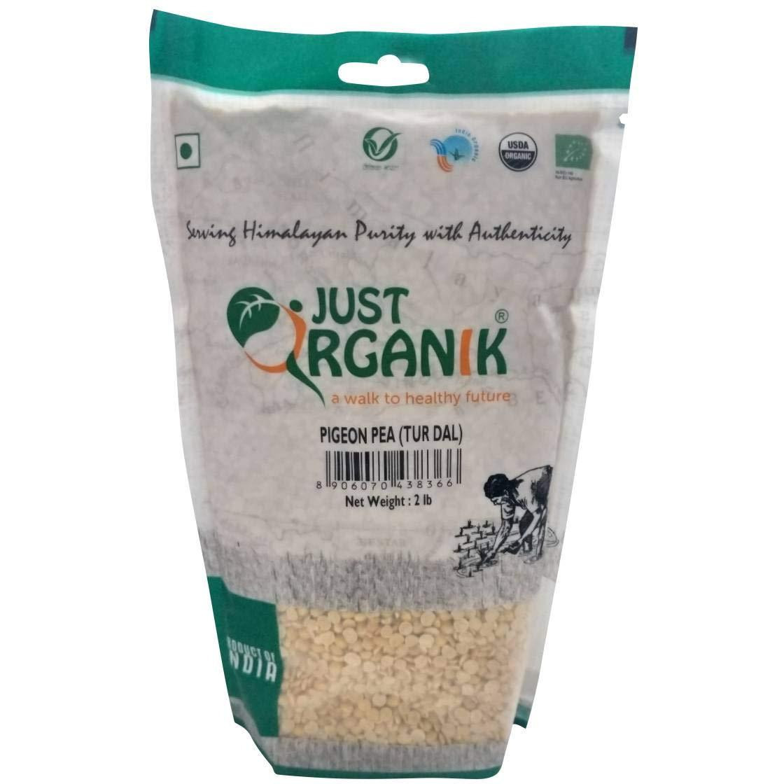 Pack of 4 - Just Organik Organic Tur Dal - 2 Lb (908 Gm)
