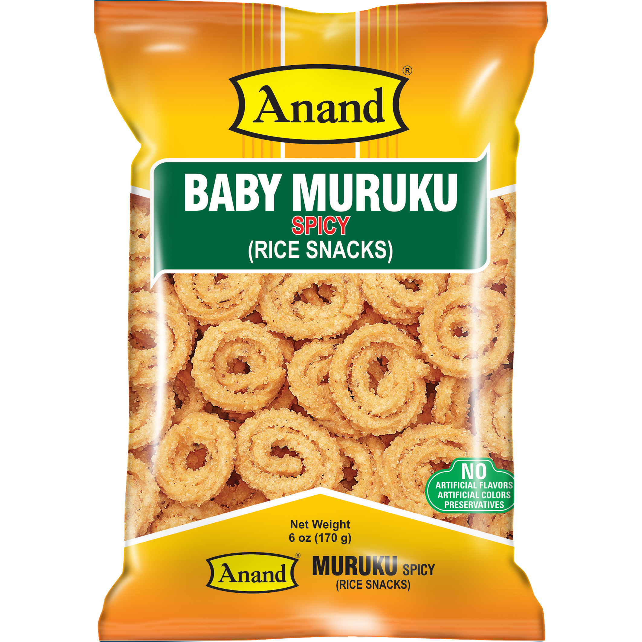 Pack of 2 - Anand Baby Muruku Spicy Rice Snacks - 6 Oz (170 Gm)