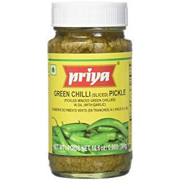 Pack of 2 - Priya Green Chili With Garlic Pickle - 300 Gm (10.58 Oz)