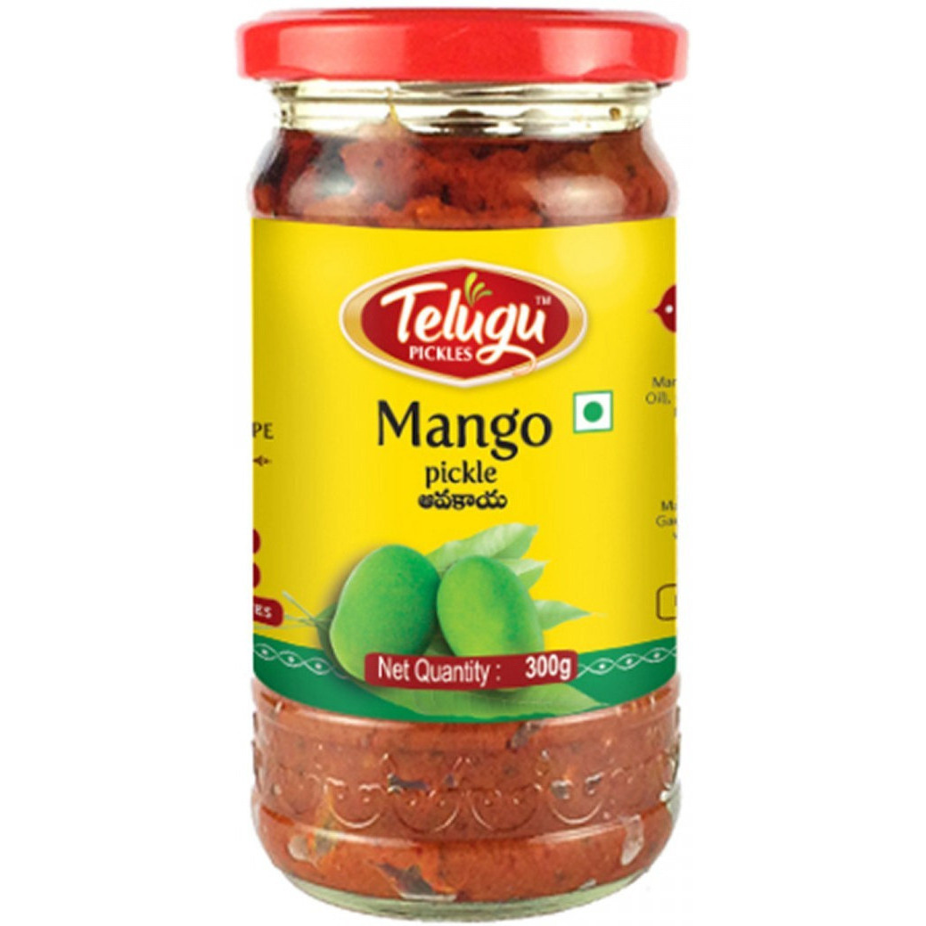 Pack of 3 - Telugu Cut Mango Pickle With Garlic - 300 Gm (10 Oz)