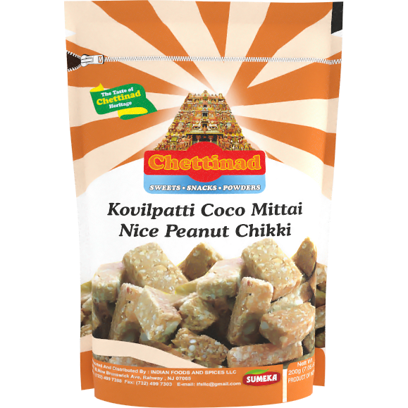 Pack of 5 - Chettinad Kovilpatti Coco Mittai Peanut Chikki - 200 Gm (7 Oz)
