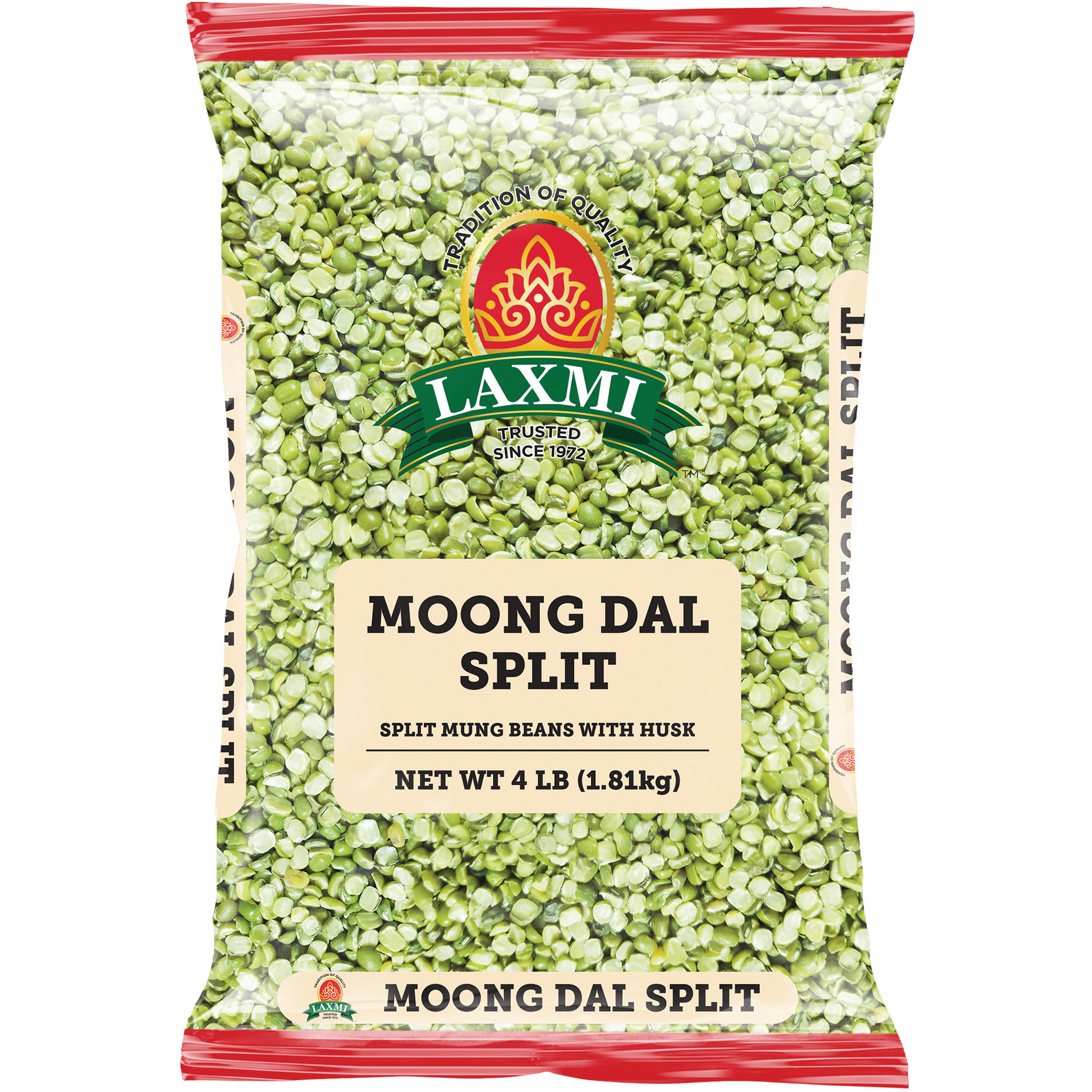 Pack of 3 - Laxmi Moong Dal Split With Skin - 4 Lb (1.81 Kg)