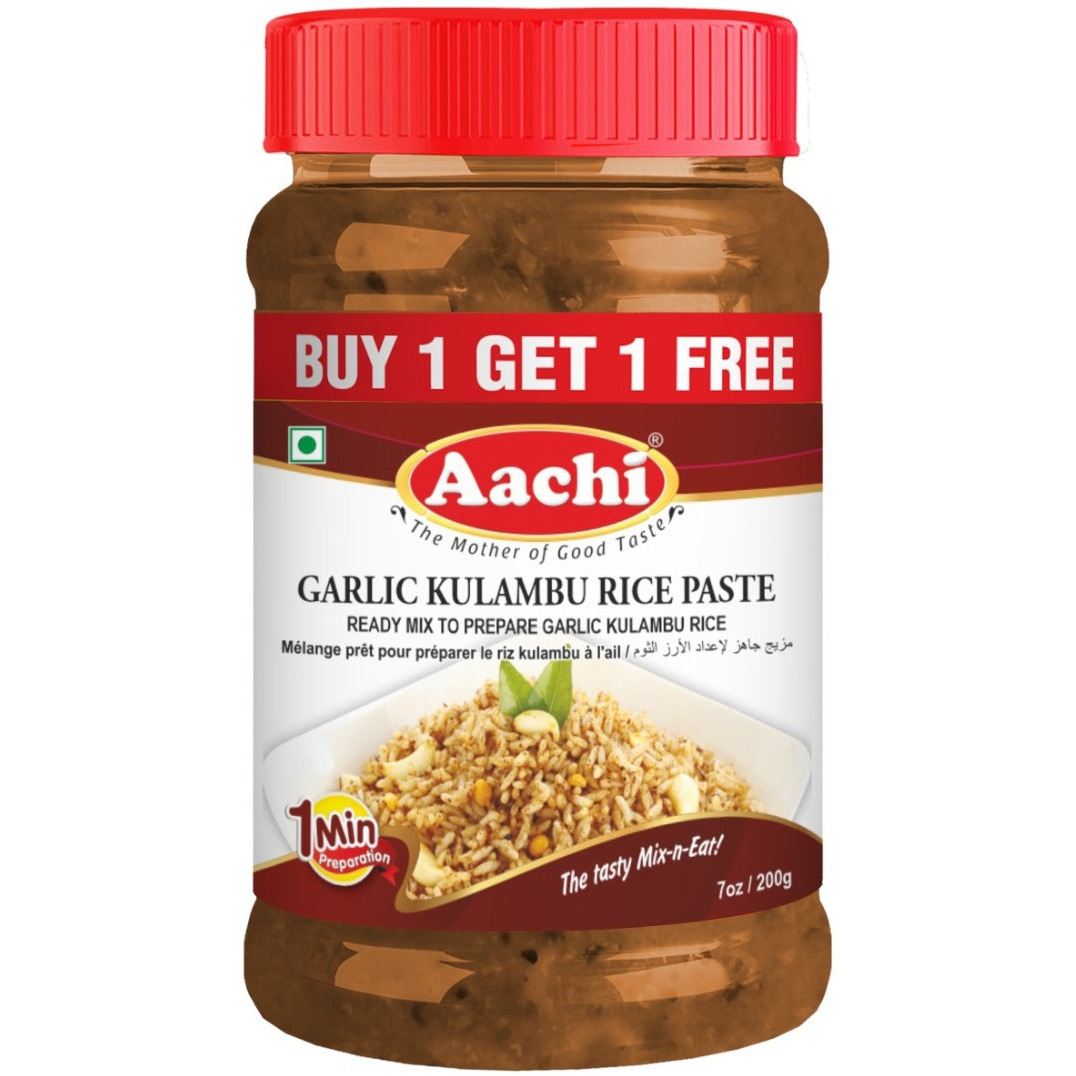 Pack of 2 - Aachi Garlic Kulambu Rice Paste - 200 Gm (7 Oz) [Buy 1 Get 1 Free]