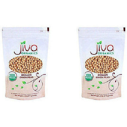 Pack of 2 - Jiva Organics Organic Garbanzo Chick Peas Kabuli Chana - 2 Lb (908 Gm)