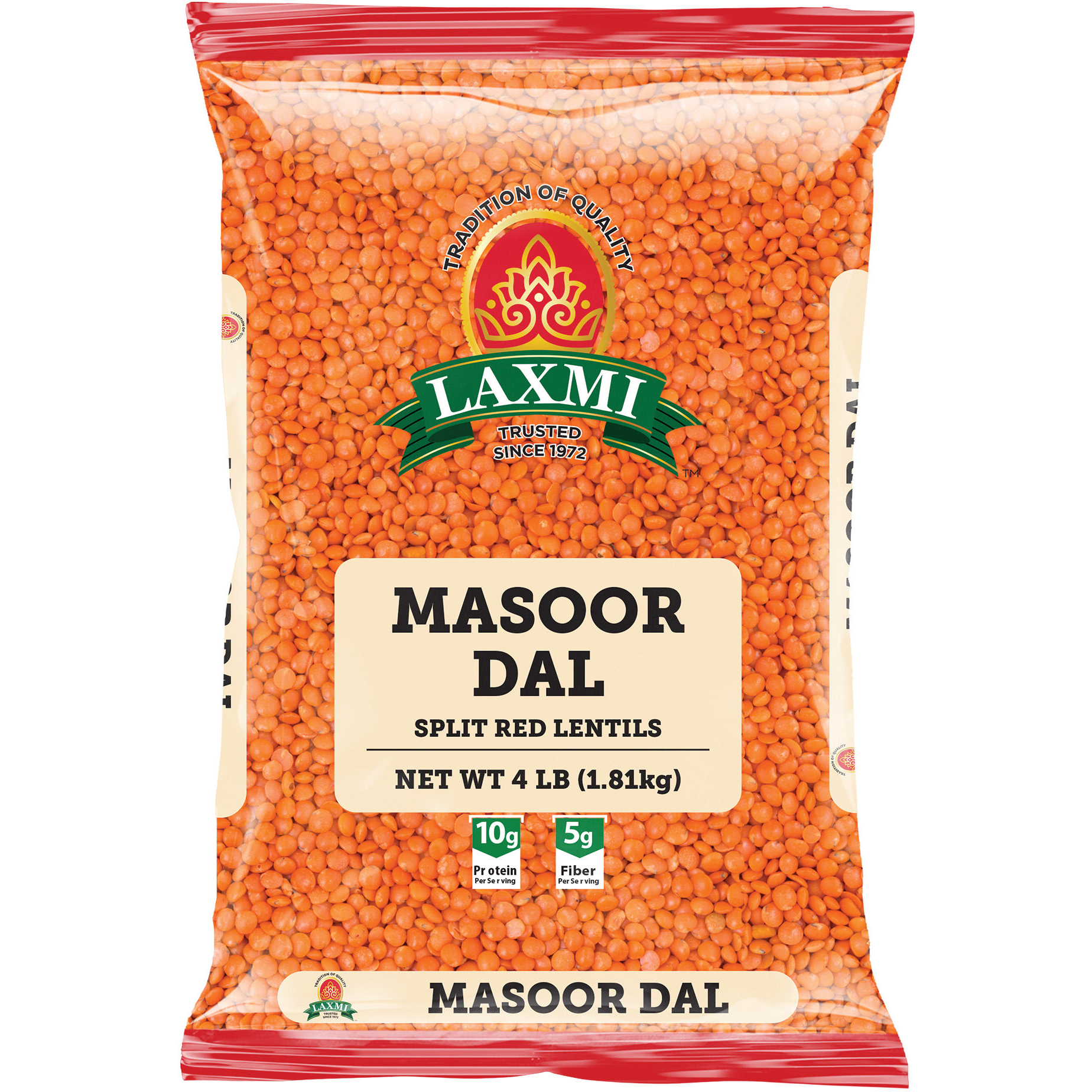 Pack of 2 - Laxmi Masoor Dal Split Red Lentils - 4 Lb (1.81 Kg)