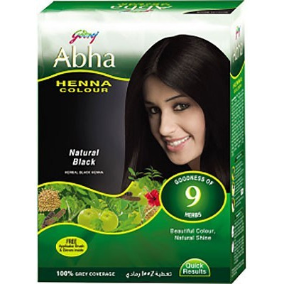 Pack of 2 - Godrej Abha Henna Natural Black 9 Herbs 6 Sachets - 10 Gm (1 Oz)