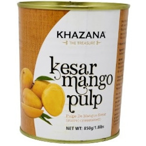 Pack of 4 - Khazana Kesar Mango Pulp Can - 850 Gm (1.87 Lb)
