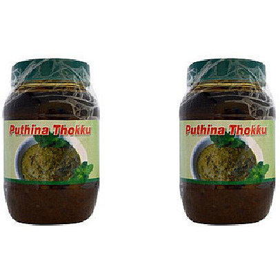 Pack of 2 - Grand Sweets & Snacks Puthina Thokku Mint Leaf Pickle - 400 Gm (14.1 Oz)