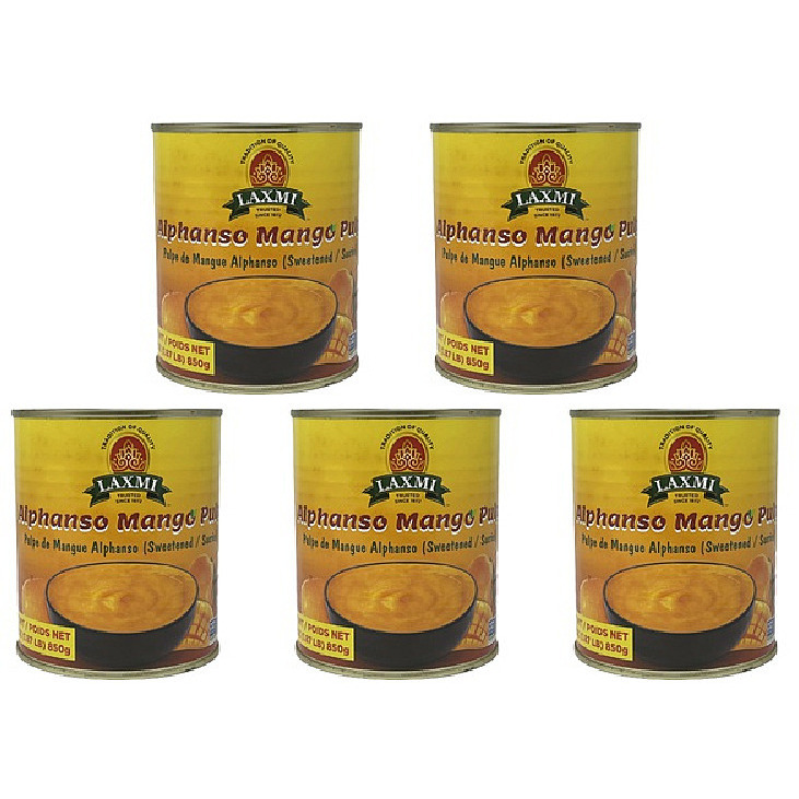 Pack of 5 - Laxmi Alphonso Mango Pulp - 850 Gm (1.87 Lb)