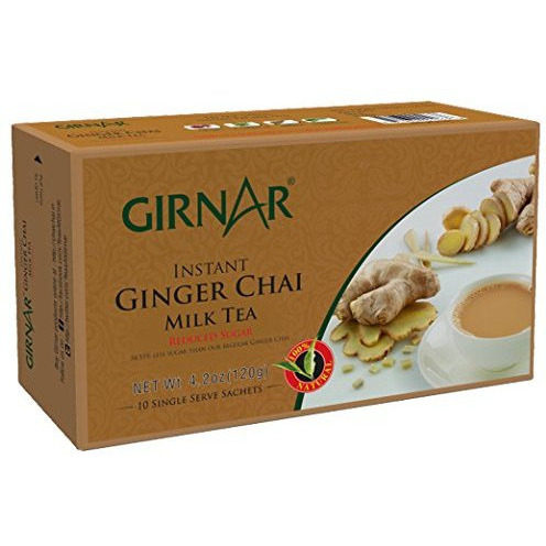 Pack of 4 - Girnar Instant Ginger Chai Milk Tea Reduced Sugar- 4.2 Oz (120 Gm)