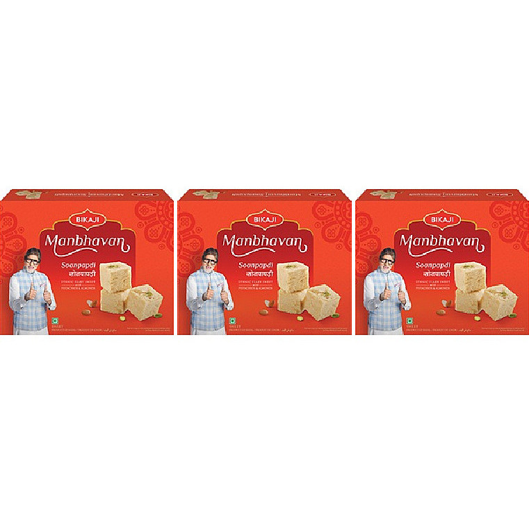 Pack of 3 - Bikaji Soan Papdi Manbhavan - 500 Gm (1.1 Lb)