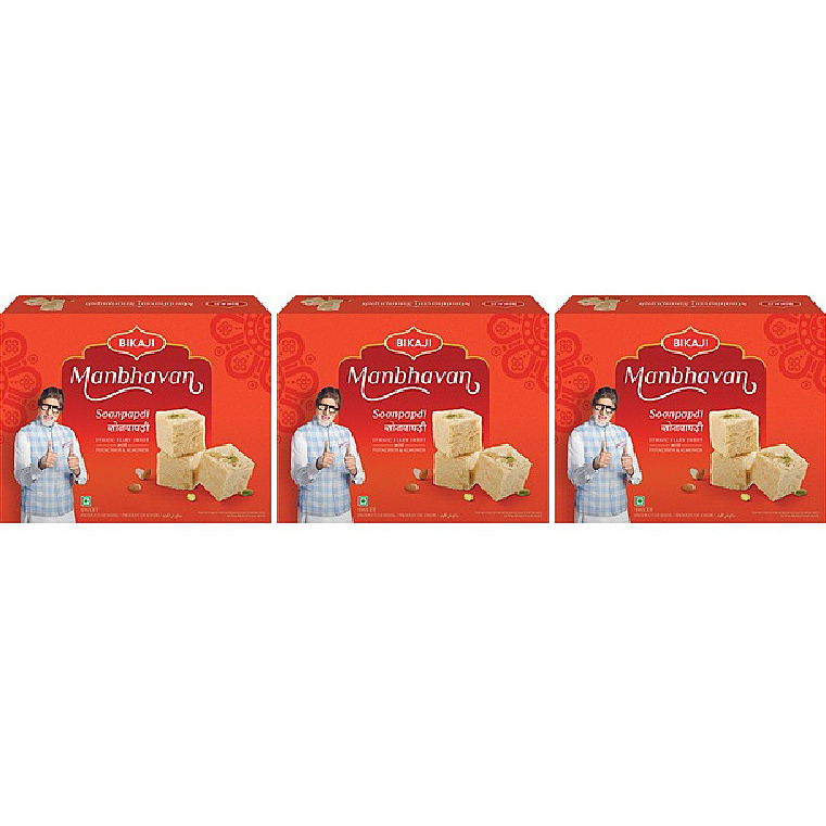 Pack of 3 - Bikaji Soan Papdi Manbhavan - 500 Gm (1.1 Lb)