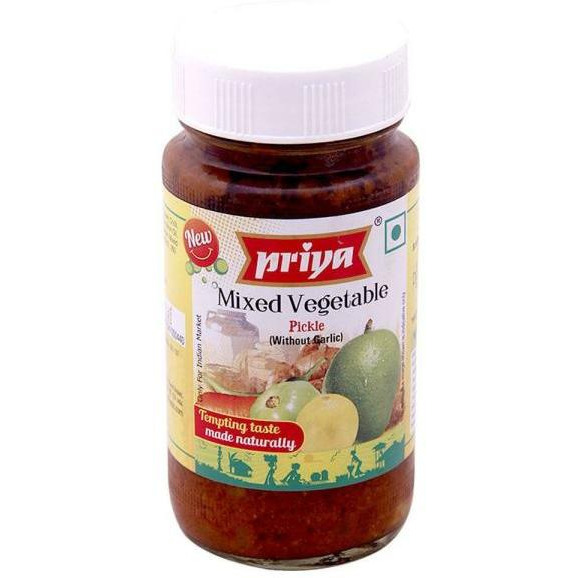 Pack of 2 - Priya Mixed Vegetable Pickle Without Garlic Extra Hot - 300 Gm (10.6 Oz)