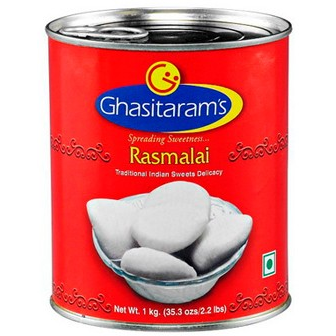 Pack of 2 - Ghasitaram's Rasmalai - 1 Kg (2.2 Lb)