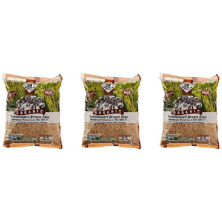 Pack of 3 - 24 Mantra Organic Sonamasuri Brown Rice - 1 Kg (2.2 Lb)