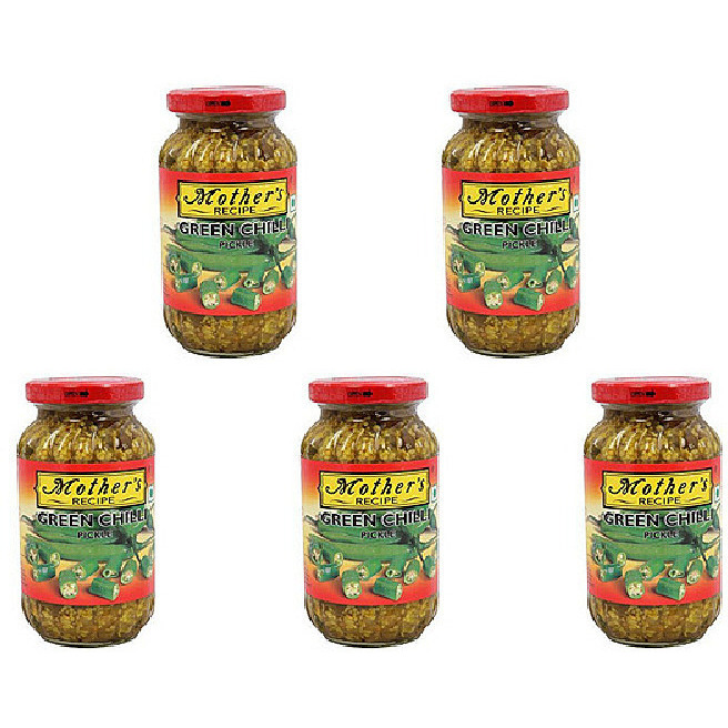 Pack of 5 - Mother's Recipe Green Chilli Pickle - 500 Gm (1.1 Lb)