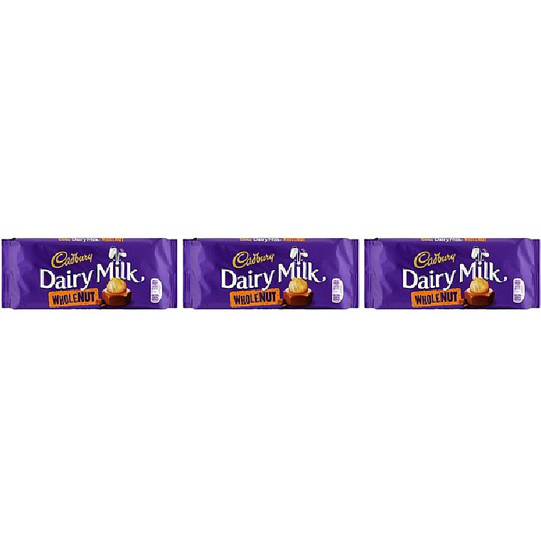 Pack of 3 - Cadbury Dairy Milk Chocolate Whole Nut - 180 Gm (6.4 Oz)