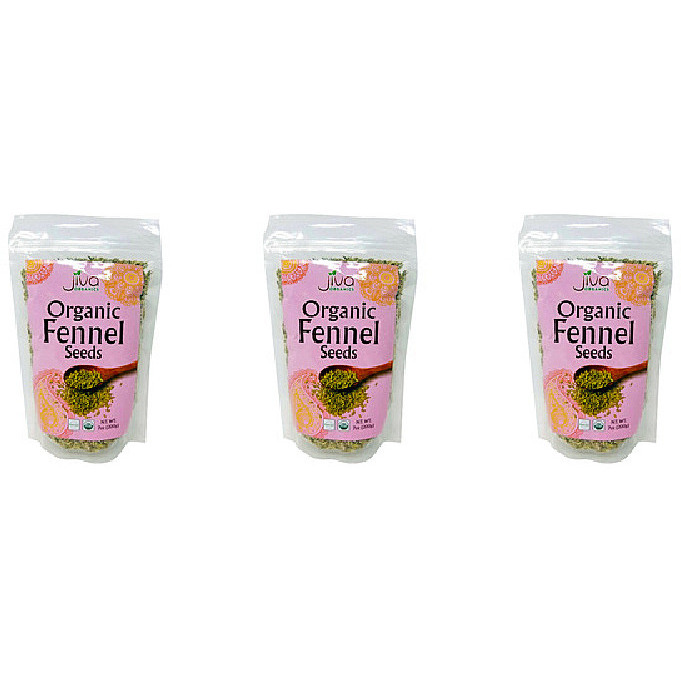 Pack of 3 - Jiva Organics Organic Fennel Seeds - 200 Gm (7 Oz)