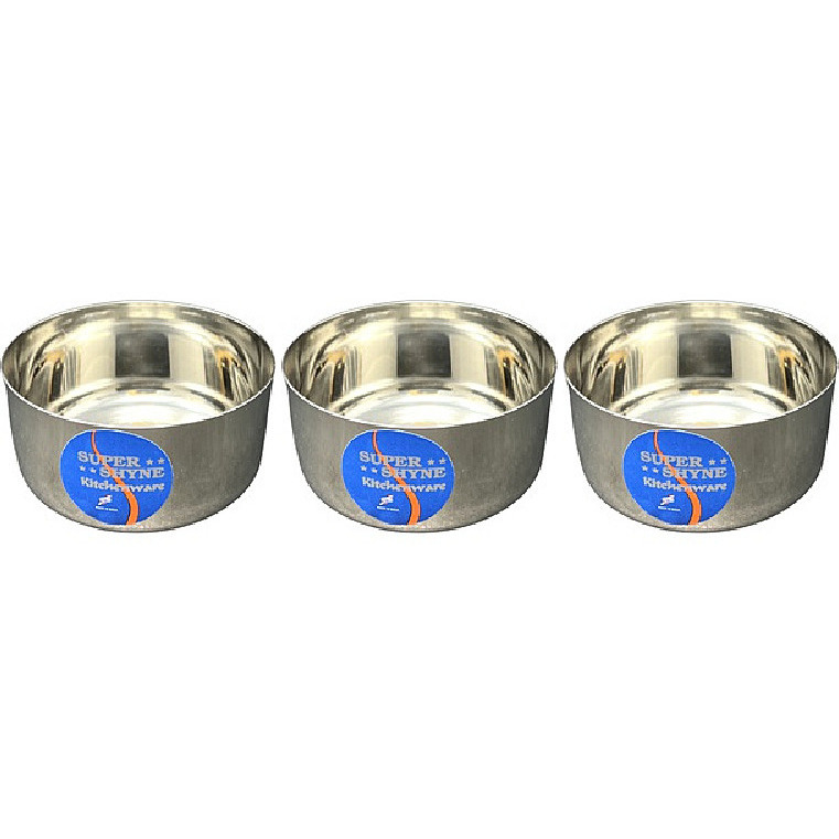 Pack of 3 - Super Shyne Stainless Steel Bowl Small - 3.5 Inch