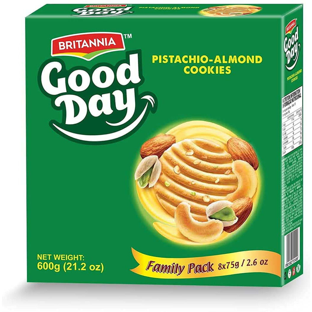 Pack of 2 - Britannia Good Day Pistachio Almond Cookies Family Pack - 600 Gm (1.3 Lb)