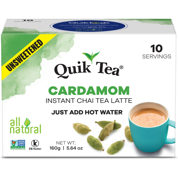 Pack of 3 - Quik Tea Cardamom Instant Chai Latte Unsweetened - 160 Gm (5.64 Oz)