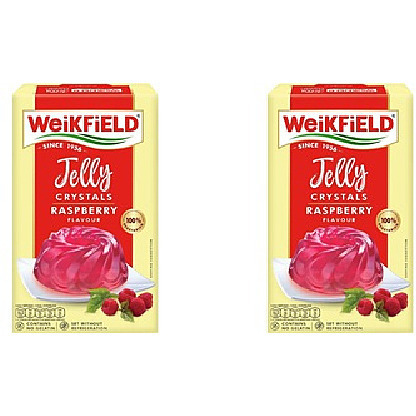 Pack of 2 - Weikfield Jelly Crystals Raspberry - 90 Gm (3.14 Oz)