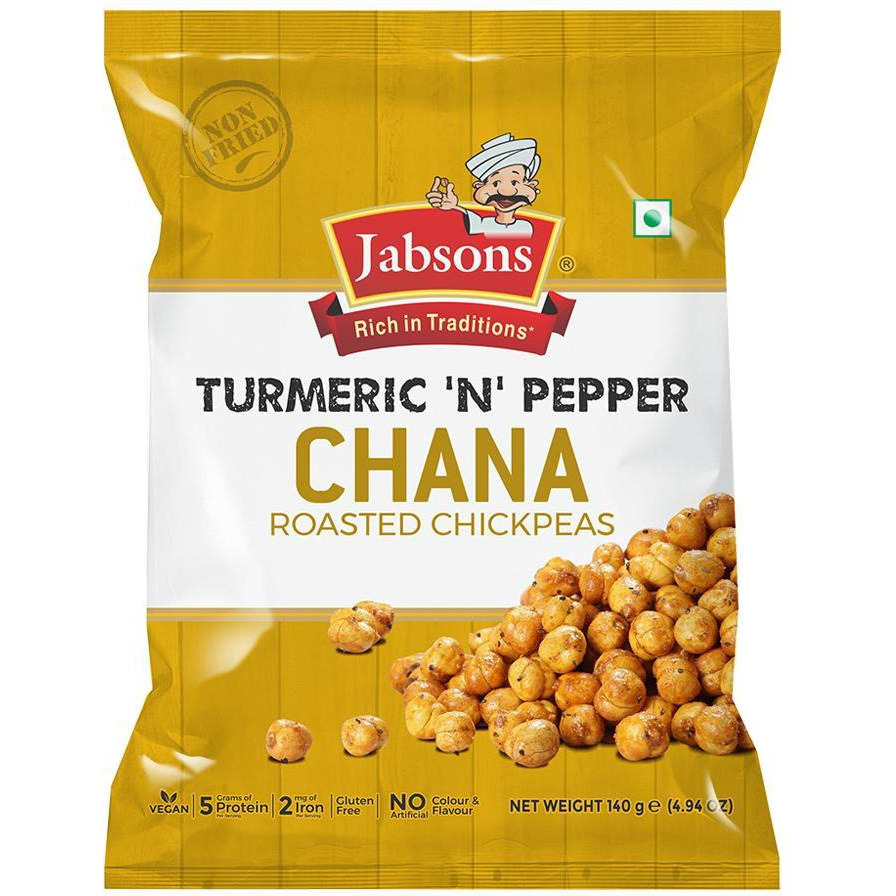 Pack of 3 - Jabsons Turmeric N Pepper Chana Roasted Chickpeas - 140 Gm (4.94 Oz)