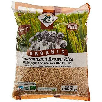 Pack of 5 - 24 Mantra Organic Sonamasuri Brown Rice - 1 Kg (2.2 Lb)