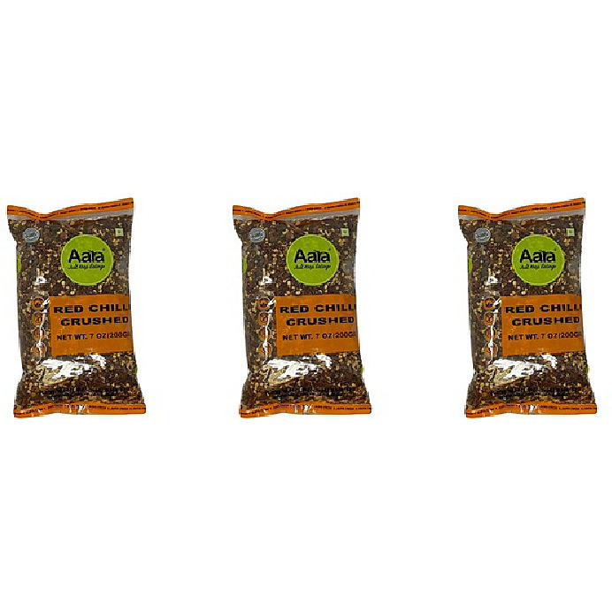 Pack of 3 - Aara Red Chilli Crushed - 200 Gm (7 Oz)