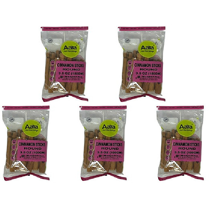 Pack of 5 - Aara Cinnamon Sticks Round - 100 Gm (3.5 Oz)
