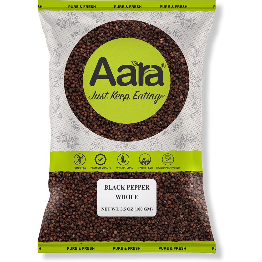 Pack of 2 - Aara Black Pepper Whole - 100 Gm (3.5 Oz)
