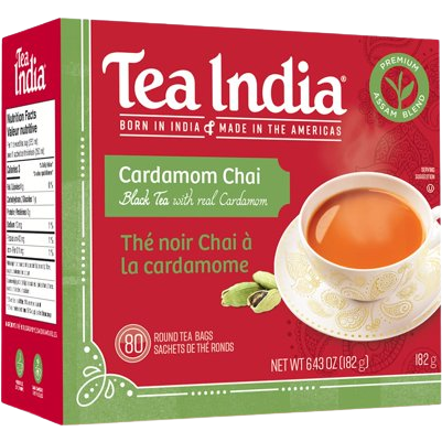 Pack of 3 - Tea India Cardamom Chai 80 Round Tea Bags - 182 Gm (6.43 Oz)