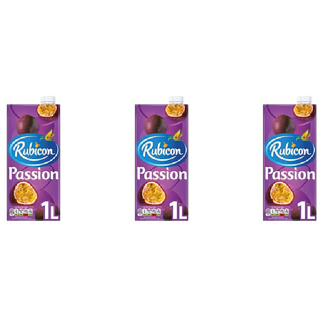 Pack of 3 - Rubicon Passion Fruit Juice No Sugar Added - 1 L (33.8 Fl Oz )