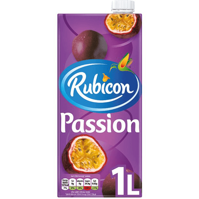 Pack of 3 - Rubicon Passion Fruit Juice No Sugar Added - 1 L (33.8 Fl Oz )