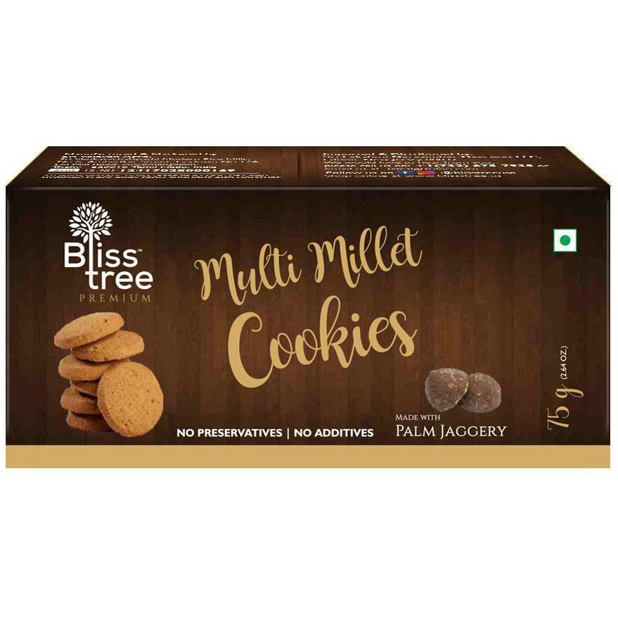 Pack of 3 - Bliss Tree Multi Millet Cookies With Palm Jaggery - 75 Gm (2.64 Oz)