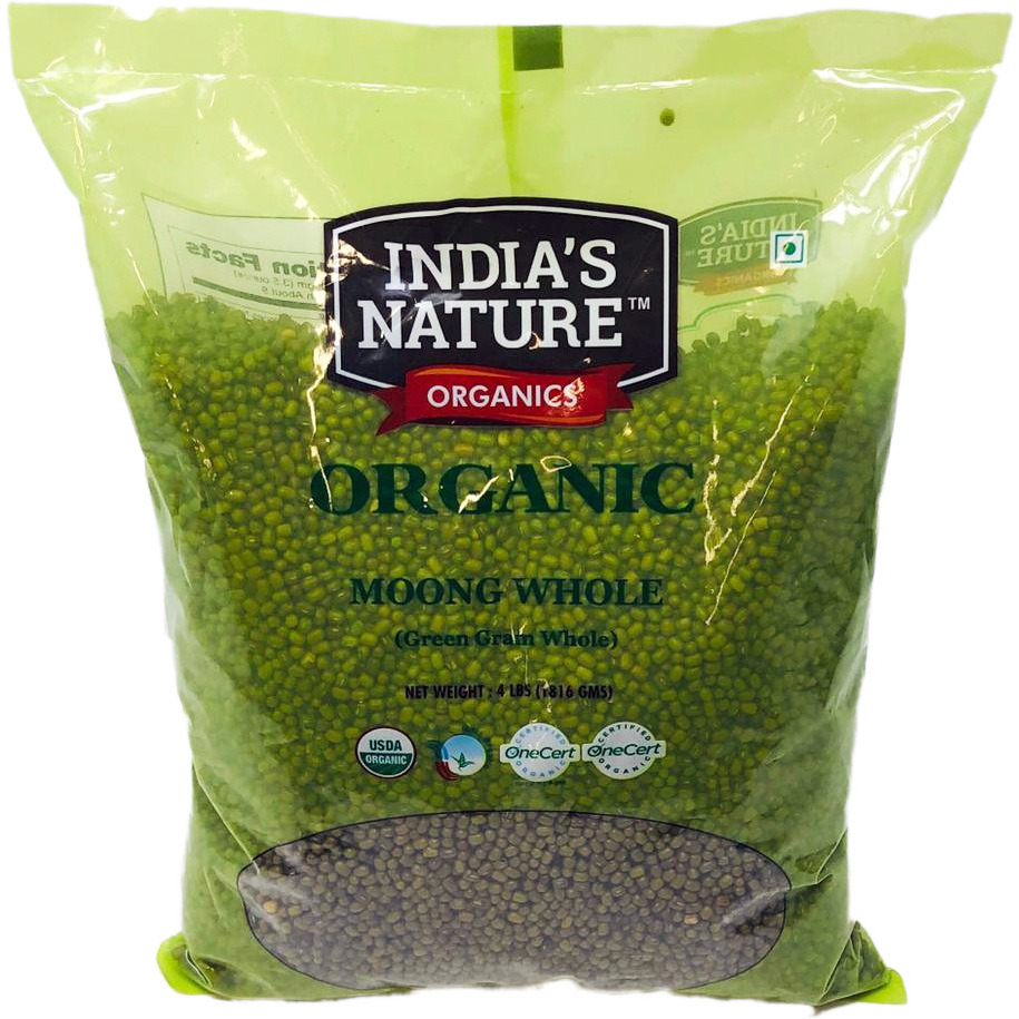 Pack of 2 - Indias Nature Organic Moong Whole - 4 Lb (1.81 Kg)