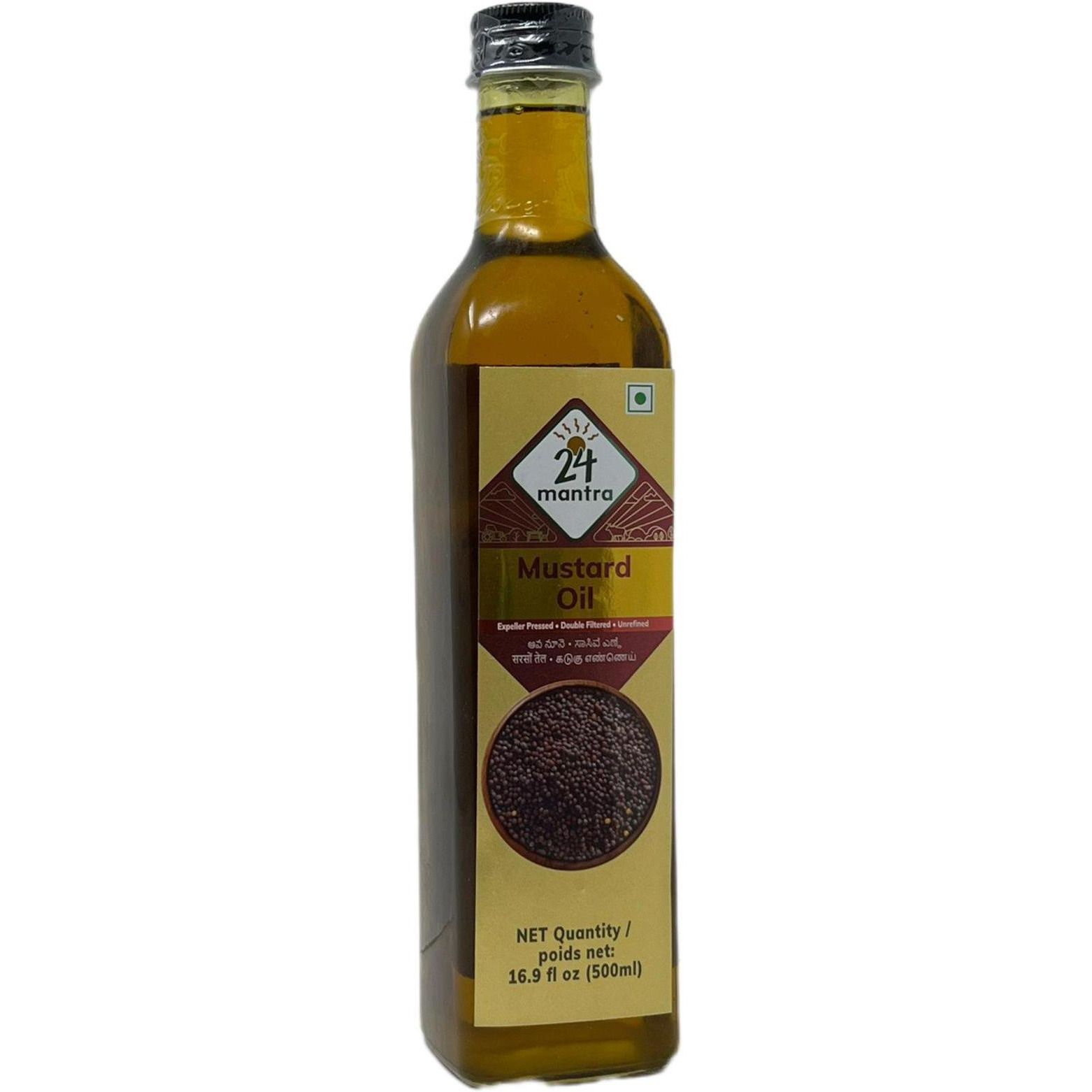 Pack of 4 - 24 Mantra Mustard Oil - 16.9 Fl Oz (500 Ml)
